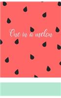 One in a Melon Watermelon: Minimalist Classic Lined Blank Notebook 100 Leaves