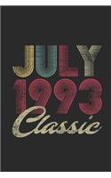 Classic July 1993: Blank Lined Notebook / Journal (6 X 9 -120 Pages) - July Birthday Gift Idea