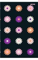 Notes: Colorful cover of daisies - 6 x 9 inch 100 page lined blank writing journal