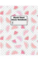 Blank Sheet Music Notebook: Easy Blank Staff Manuscript Book Large 8.5 X 11 Inches Musician Paper Wide 12 Staves Per Page for Piano, Flute, Violin, Guitar, Trumpet, Drums, Cell