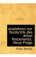 Analekten Zur Textkritik Des Alten Testaments. Neue Folge