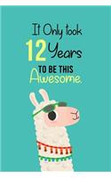 It Only Took 12 Years to be this Awesome: funny notebook and journal Wide Ruled 6x9 120 Pages