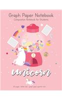 Graph Paper Notebook 8.5 x 11 inch: Unicorn Composition Notebook for Student, Quad Ruled, 110 Pages to write all of your creative idea