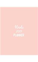 Heidi 2019 Planner: Calendar with Daily Task Checklist, Organizer, Journal Notebook and Initial Name on Plain Color Cover (Jan Through Dec), Heidi 2019 Planner