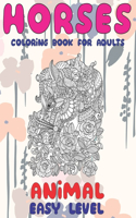 Coloring Book for Adults Easy Level - Animal - Horses
