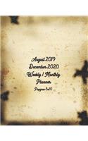 August 2019 - December 2020 Weekly / Monthly Planner Papyrus 8x10