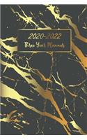 Three Year Planner 2020-2022: Marble Black Gold Cover - 2022 - 2022 Monthly Schedule Organizer - 36 Month Yearly Planner Agenda for the Next Three Years - 3 Year Calendar Appoint