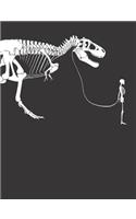 Notizbuch: 140 linierte Seiten in diesem Notizheft. Prähistorischer Dinosaurier der T-Rex beim Gassi gehen Dino als Skelett