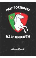 Sketchbook: Portugal Unicorn Sketch Book Paper - Drawing Pad for Artists & Illustrators - Portuguese Country Black Marble Cover - Perfect Workbook for Kids to U