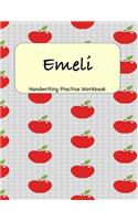 Emeli - Handwriting Practice Workbook: 8.5 x 11 Notebook with Dotted Lined Sheets - 100 Pages - Red Apples