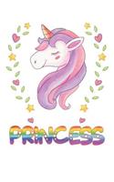 Princess: Princess Notebook Journal 6x9 Personalized Gift For Princess Unicorn Rainbow Colors Lined Paper