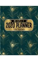 Monthly 2020 Planner Teal Feather