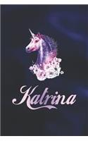 Katrina: First Name Personalized Unicorn Customized Names Gift Birthday Girl Notebook Journal