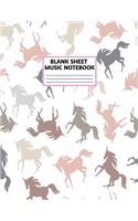 Blank Sheet Music Notebook: Cute Unicorn Matte Cover Design with 110 Pages White Paper Interior for Musician Students and Professionals Playing Piano, Ukelele, Mandolin and oth