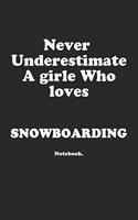 Never Underestimate A Girl Who Loves Snowboarding.: Notebook