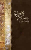 Weekly Planner 2020 2021: 2 Year Daily Schedule / January 2020 to December 2021 / 5 x 8 Agenda Calendar / Year At A Glance / Beautiful Artistic Gold Cover