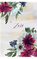 Zoie: Personalized Journal Gift Idea for Women (Burgundy and White Mums)