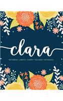 Clara: Notebook - Libreta - Cahier - Taccuino - Notizbuch: 110 pages paginas seiten pagine: Modern Florals First Name Notebook in Orange, Mint & Yellow on 