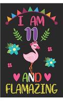 I am 11 And Flamazing: Flamingo Lovers Journal / Notebook / Diary / Birthday Gift. Flamazing Birthday Gift for 11 Years Old Boys And Girls