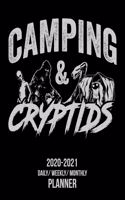 Camping & Cryptids: 2020 -2021 Daily/ Weekly/ Monthly Planner: 2-Year Personal Planner with Grid Calendar for Cryptozoology, Bigfoot, Sasquatch, Mothman, Nessie, Alien 