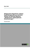 Wittgensteins Begriff des verbalen Empfindungsausdrucks nach dem Aufsatz von Norman Malcolm