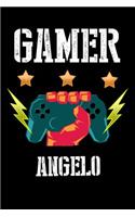Gamer Angelo: Liniertes Notizbuch für deinen Vornamen