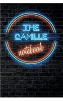 The CAMILLE Notebook: Vintage Blank Ruled Personalized & Custom Neon Sign Name Dotted Notebook Journal for Girls & Women. Wall Background. Funny Desk Accessories. Retro B
