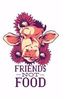 Friends Not Food: Funny Vegan 6x9 Dot Grid Notebook Fitness Tracker Or Journal 120 Pages Birthday & Christmas Gift for Vegans