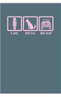 A Girl Her Dog Her Jeep: Jeep Squared Line Grey Notebook / Journal Gift (6 x 9 - 120 pages)