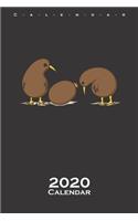 Two Kiwi birds with a Kiwi fruit Calendar 2020