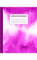 Composition Notebook: Pink Fuchsia Watercolor Ombre Cover Wide Ruled