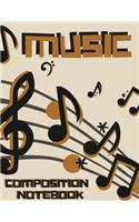 music: music composition notebook: A fun sheet music book /White Paper 8.5x11 108 Pages/ Journal Notebook Blank Lined Pages Ruled Writing/sheet music for p