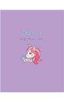 365 + 1 Daily Planner: Adorable Lavendar Cover with a Magical Unicorn / One Day per Page / Everyday Time Schedule Planning - Trackers, Task Lists, Goals and Gratitude Sect