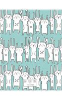 sketchbook: Cute bunny on green cover (8.5 x 11) inches 110 pages, Blank Unlined Paper for Sketching, Drawing, Whiting, Journaling & Doodling(4 Cute Bunny on Green Sketchbook)