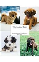 Composition Book 100 Sheets/200 Pages/8.5 X 11 In. Wide Ruled/Cute Puppy Collage 1