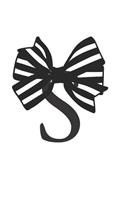 S: Monogram Initial S Notebook for Women and Girls-Black and White Striped Bow-120 Pages 8.5 X 11