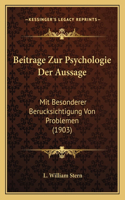 Beitrage Zur Psychologie Der Aussage