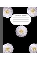Composition Notebook: 7.5X9.25 Inch 109 Pages White Flower Half Blank Half Wide Ruled School Exercise Book With Picture Space For Adults Teens Girls and Kids Draw And Wri