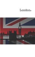 London.: Journal has 100 lined pages and features iconic London skyline including Big Ben and Parliament. Each page has an image of Big Ben. Size is 5" x 8".