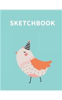Sketchbook: A Cute Bird Kawaii Sketchbook for Kids: 100 Pages of 8.5" x 11" Large Blank Paper for Drawing, Doodling Painting or Sketching(41 Xmas Gift)