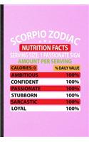 Scorpio Zodiac Nutrition Facts Serving Size Passionate Sign Amount Per Serving Calories Daily Value Ambitious Confident Passionate Stubborn Sarcastic Loyal