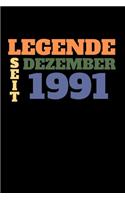 Legende seit Dezember 1991: Liniertes Geburtstag Birthday oder Gästebuch Geschenk liniert - Geburtstags Journal für Männer und Frauen mit Linien