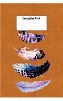 Composition Book: Native American Indian Painted Feathers Design Lined 6 X 9 Wide Ruled Paper Journal or Diary Unique Inspirational Gift for Friend or Teacher, End of