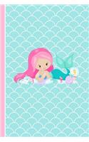 Cute Pink Hair Mermaid Girl and Friends Daily Writing Journal Paper