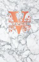 Vanessa: Personalized Sketchbook 8.5 X 11. Initial V Sketch Pad. White Marble & Rose Gold Cover. Notebook, Journal, Doodle, Create!