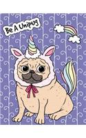 Big Fat Bullet Journal Notebook for Dog Lovers Unicorn Pug - Purple