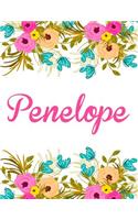 Penelope: Personalised Name Notebook/Journal Gift For Women & Girls 100 Pages (White Floral Design)