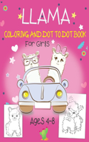 Llama Coloring and Dot to Dot Book For Girls Ages 4-8