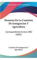 Memoria De La Comision De Inmigracion Y Agricultura: Correspondiente Al Ano 1882 (1883)(Spanish)