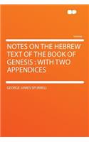 Notes on the Hebrew Text of the Book of Genesis